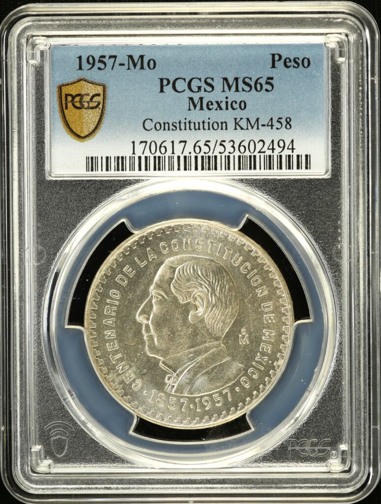Modern Silver & Minors Peso 1957 Mo KM-458 PCGS MS65 0153059