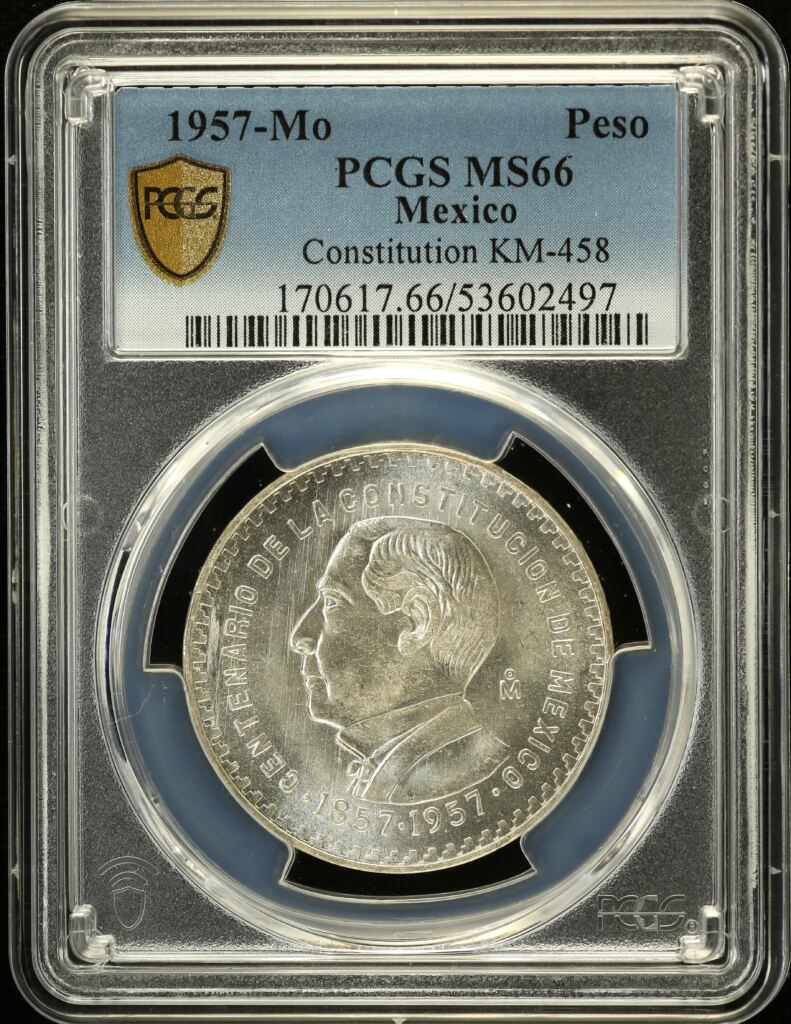 Modern Silver & Minors Peso 1957 Mo KM-458 PCGS MS66 0153071