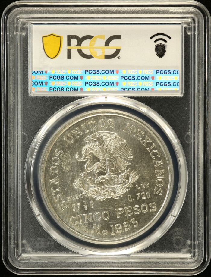 Modern Silver & Minors 5 Peso 1953 Mo KM-468 PCGS MS63 0152917Modern Silver & Minors 5 Peso 1953 Mo KM-468 PCGS MS63 0152917 - Image 2
