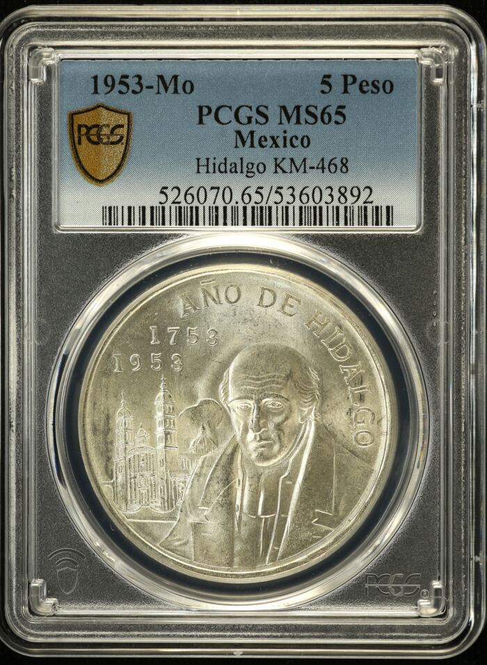 Modern Silver & Minors 5 Peso 1953 Mo KM-468 PCGS MS65 0152931Modern Silver & Minors 5 Peso 1953 Mo KM-468 PCGS MS65 0152931