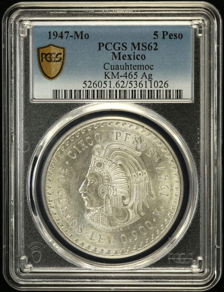 Modern Silver & Minors 5 Peso 1947 Mo KM-465 PCGS MS62 0152950