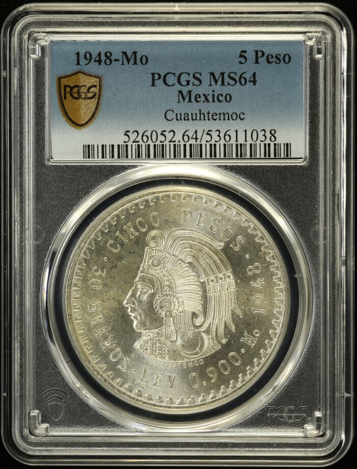 Modern Silver & Minors 5 Peso 1948 Mo PCGS MS64 0152968Modern Silver & Minors 5 Peso 1948 Mo PCGS MS64 0152968
