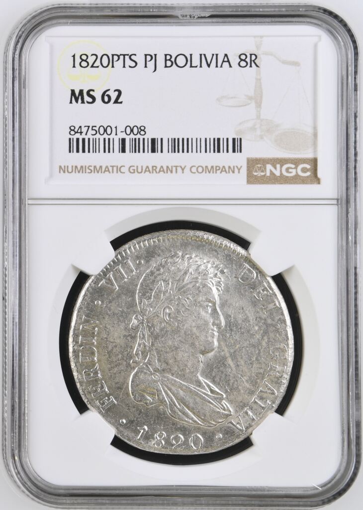 Bolivia 8 Reales 1820 Pts PJ NGC MS62 0152983