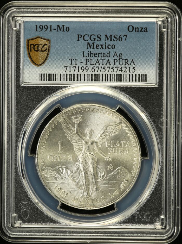 Modern Silver & Minors Onza 1991 Mo PCGS MS67 0152984Modern Silver & Minors Onza 1991 Mo PCGS MS67 0152984