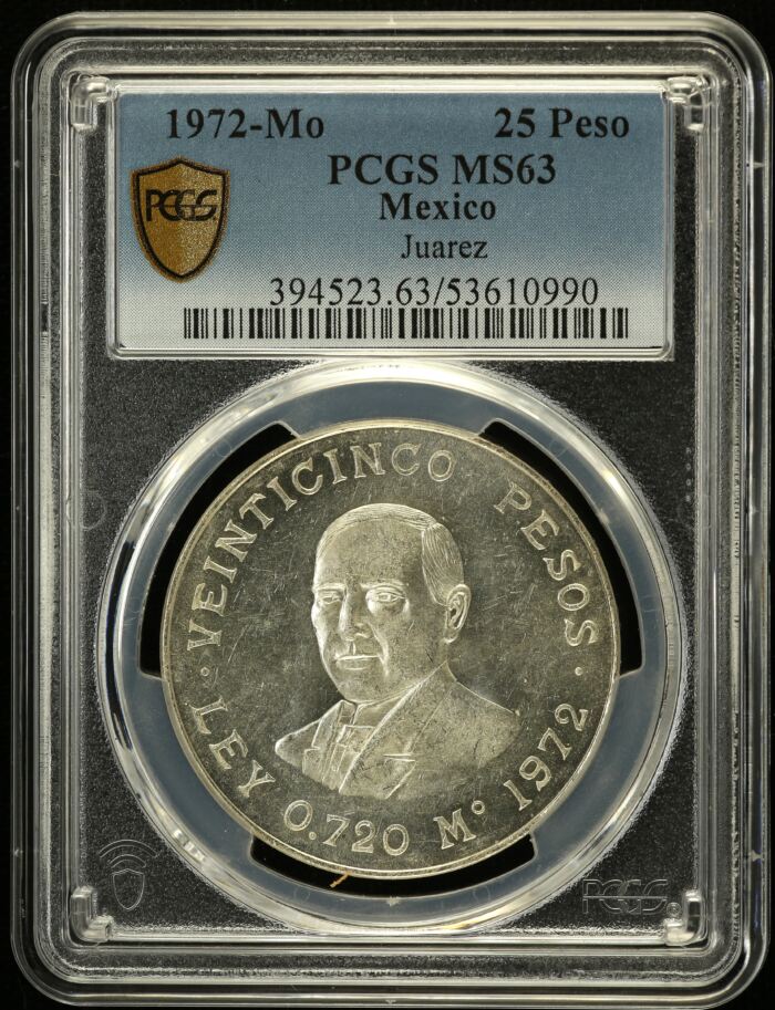 Modern Silver & Minors 25 Peso 1972 Mo PCGS MS63 0153001Modern Silver & Minors 25 Peso 1972 Mo PCGS MS63 0153001
