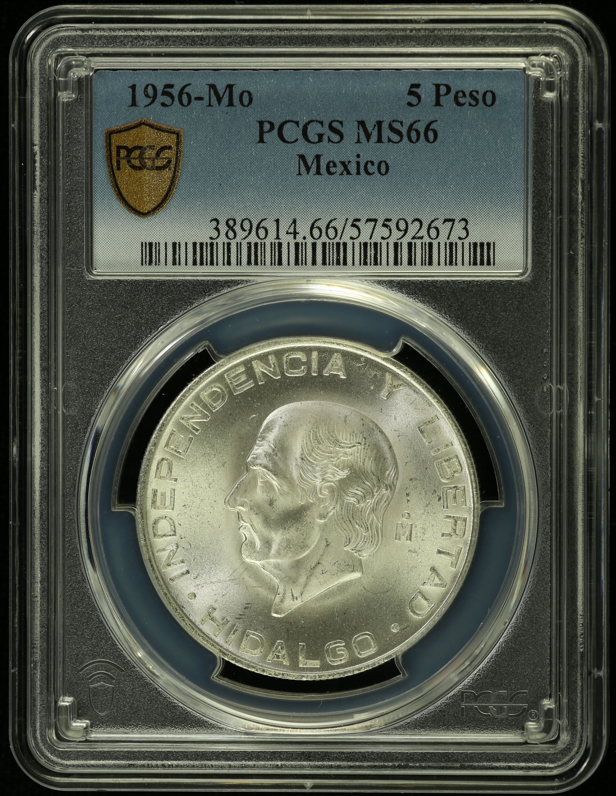 5 Peso  Mexican Coins  Modern Silver & Minors Modern Silver & Minors 5 Peso 1956 Mo PCGS MS66 0153030 Modern Silver & Minors 5 Peso 1956 Mo PCGS MS66 0153030Modern Silver & Minors 5 Peso 1956 Mo PCGS MS66 0153030