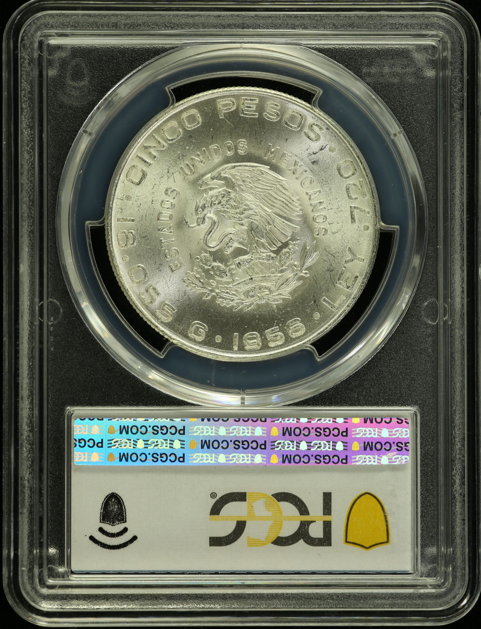 5 Peso  Mexican Coins  Modern Silver & Minors Modern Silver & Minors 5 Peso 1956 Mo PCGS MS66 0153030 Modern Silver & Minors 5 Peso 1956 Mo PCGS MS66 0153030Modern Silver & Minors 5 Peso 1956 Mo PCGS MS66 0153030 - Image 2