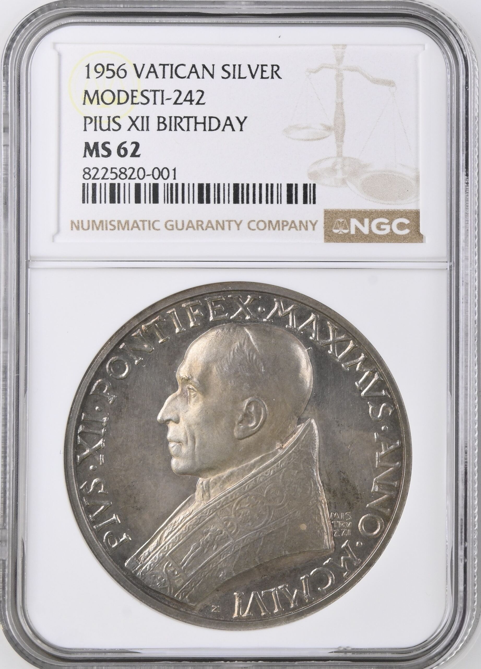 Italy/San Marino/Vatican Pius XII Birthday Silver Medal 1956 Modesti-242 NGC MS62 0153089