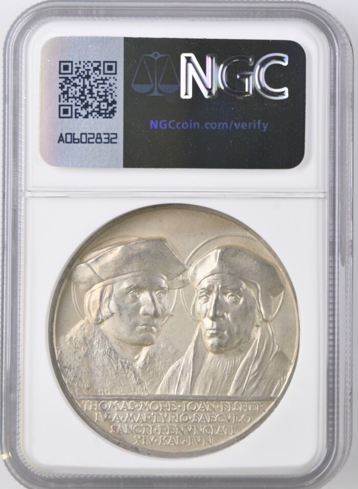 Italy/San Marino/Vatican Thomas More & John Fisher Canonization Silver Medal 1935 XIV Rinaldi-129 NGC MS63 0153091Italy/San Marino/Vatican Thomas More & John Fisher Canonization Silver Medal 1935 XIV Rinaldi-129 NGC MS63 0153091 - Image 2