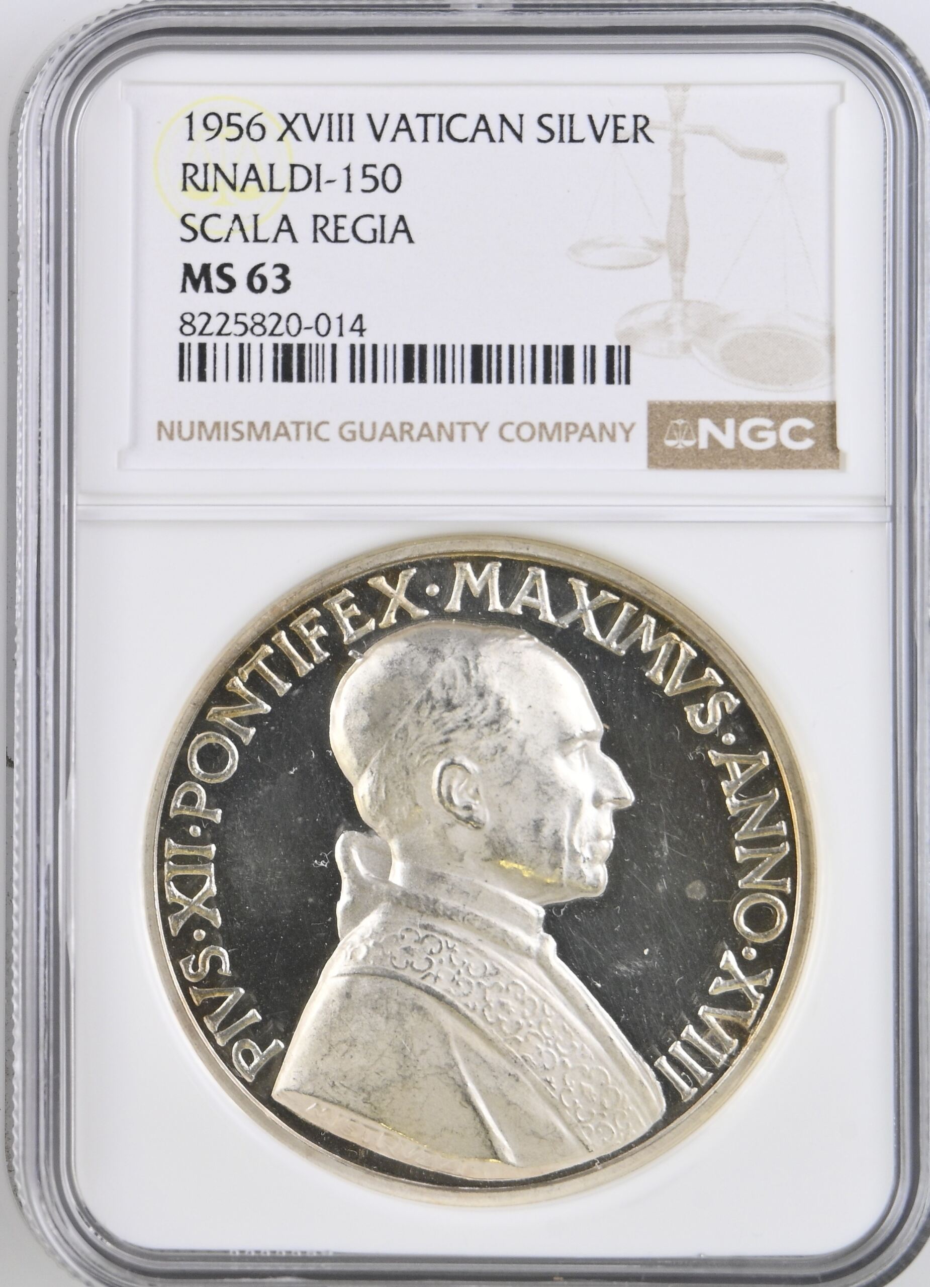 Italy/San Marino/Vatican Scala Regia Silver Medal 1956 XVIII Rinaldi-150 NGC MS63 0153092
