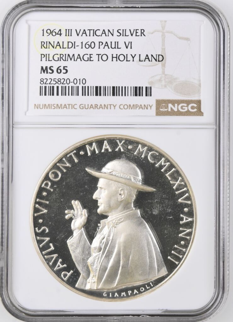 Italy/San Marino/Vatican Pilgrimage to Holy Land Paul VI Silver Medal 1964 III Rinaldi-160 NGC MS65 0153094