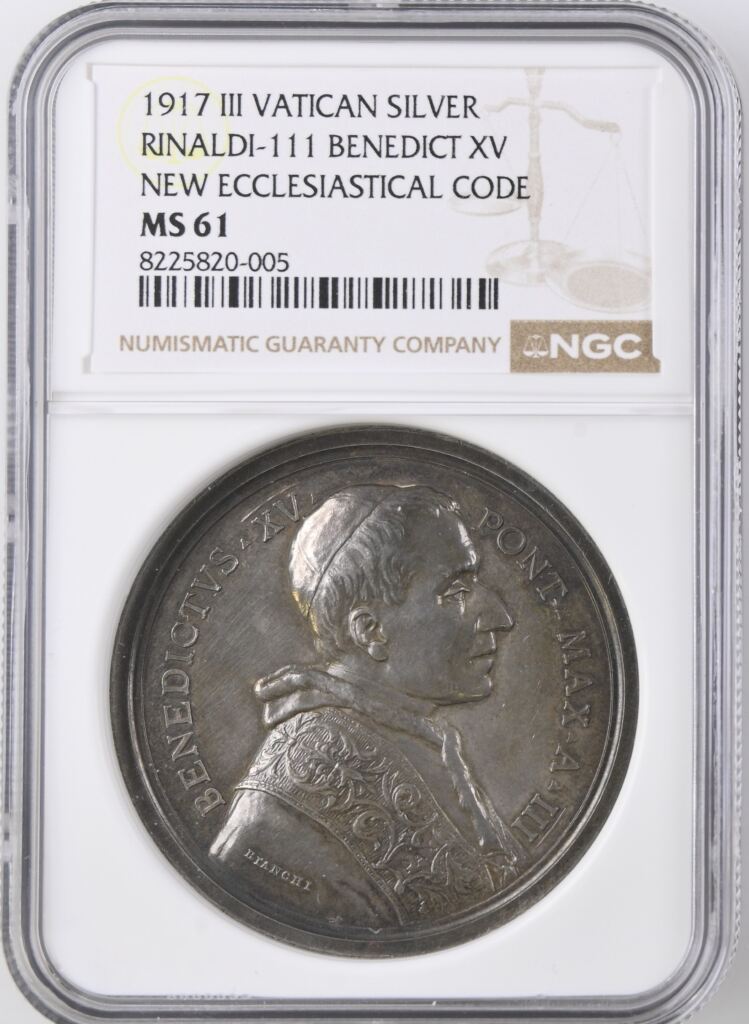 Italy/San Marino/Vatican New Ecclesiastical Code Benedict XV Silver Medal 1917 III Rinaldi-111 NGC MS61 0153096