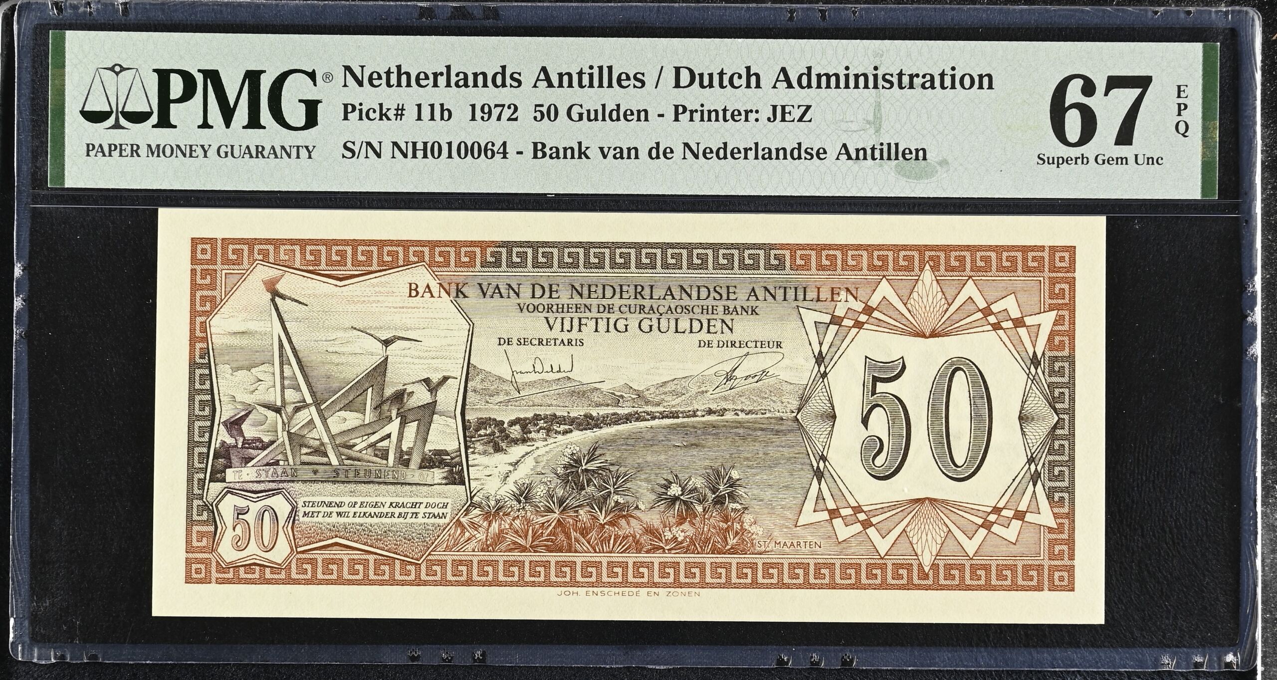 Netherlands Antilles 50 Gulden 1972 Pick# 11b PMG Superb Gem UNC67 EPQ 0153163