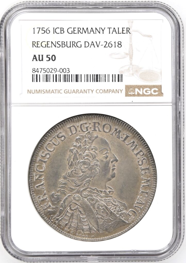 Germany Taler 1756 ICB Regensburg DAV-2618 NGC AU50 0153543