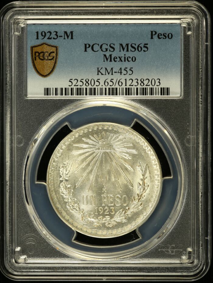 Modern Silver & Minors Peso 1923 M KM-455 PCGS MS65 0153559Modern Silver & Minors Peso 1923 M KM-455 PCGS MS65 0153559