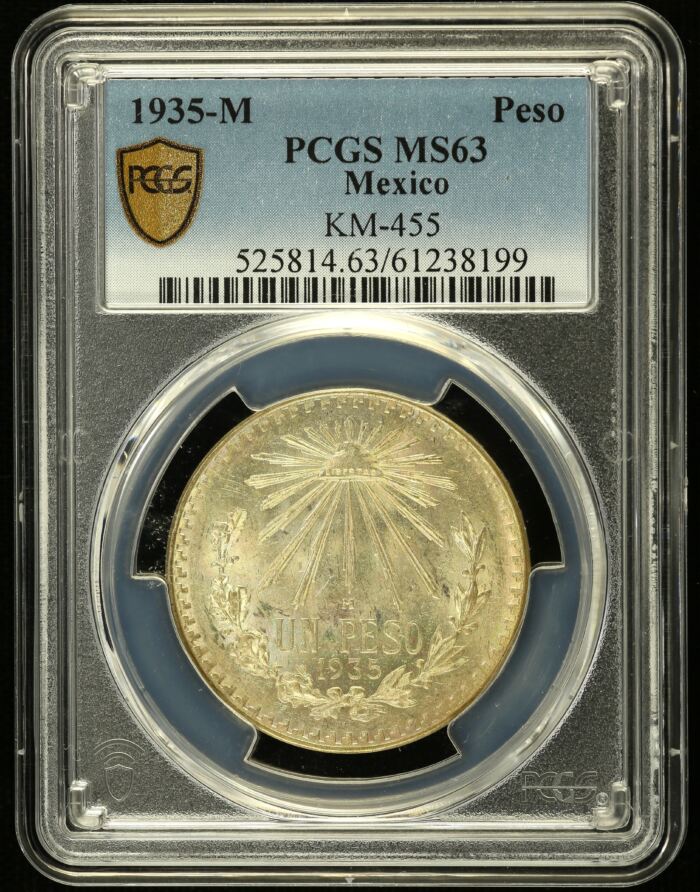 Modern Silver & Minors Peso 1935 M KM-455 PCGS MS63 0153560Modern Silver & Minors Peso 1935 M KM-455 PCGS MS63 0153560