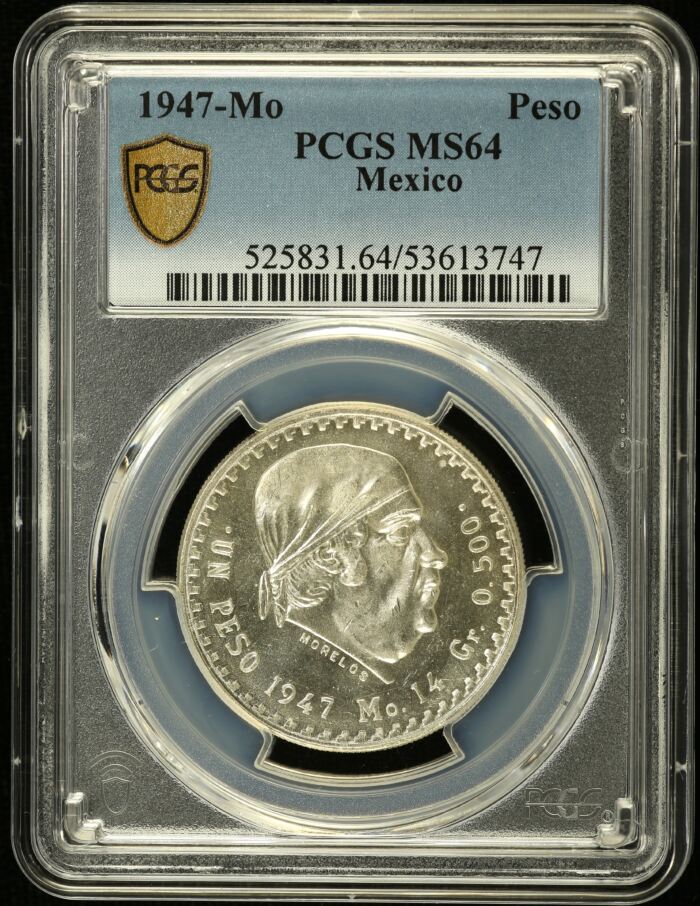Modern Silver & Minors Peso 1947 Mo PCGS MS64 0153579Modern Silver & Minors Peso 1947 Mo PCGS MS64 0153579