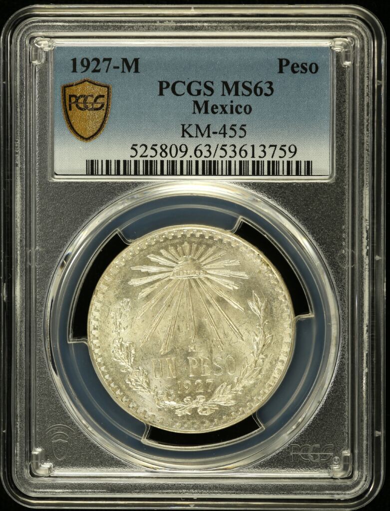 Modern Silver & Minors Peso 1927 M KM-455 PCGS MS63 0153582