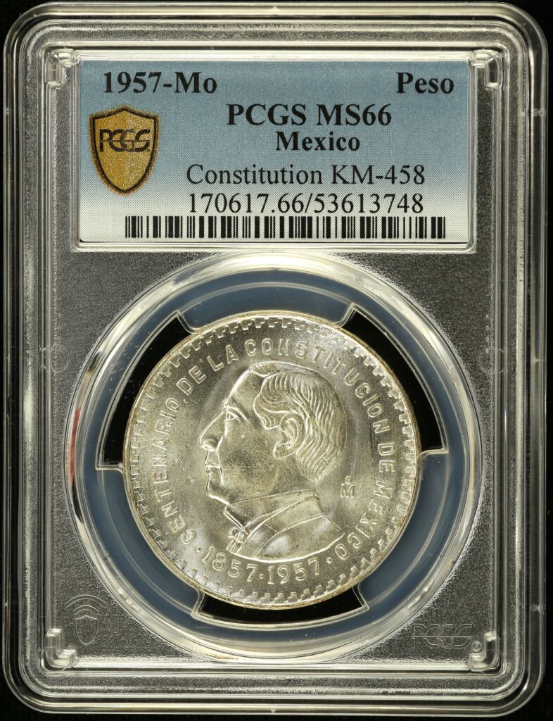 Modern Silver & Minors Peso 1957 Mo KM-458 PCGS MS66 0153583