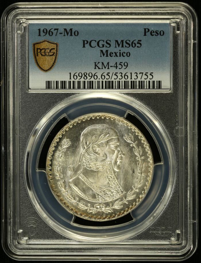 Modern Silver & Minors Peso 1967 Mo KM-459 PCGS MS65 0153592Modern Silver & Minors Peso 1967 Mo KM-459 PCGS MS65 0153592