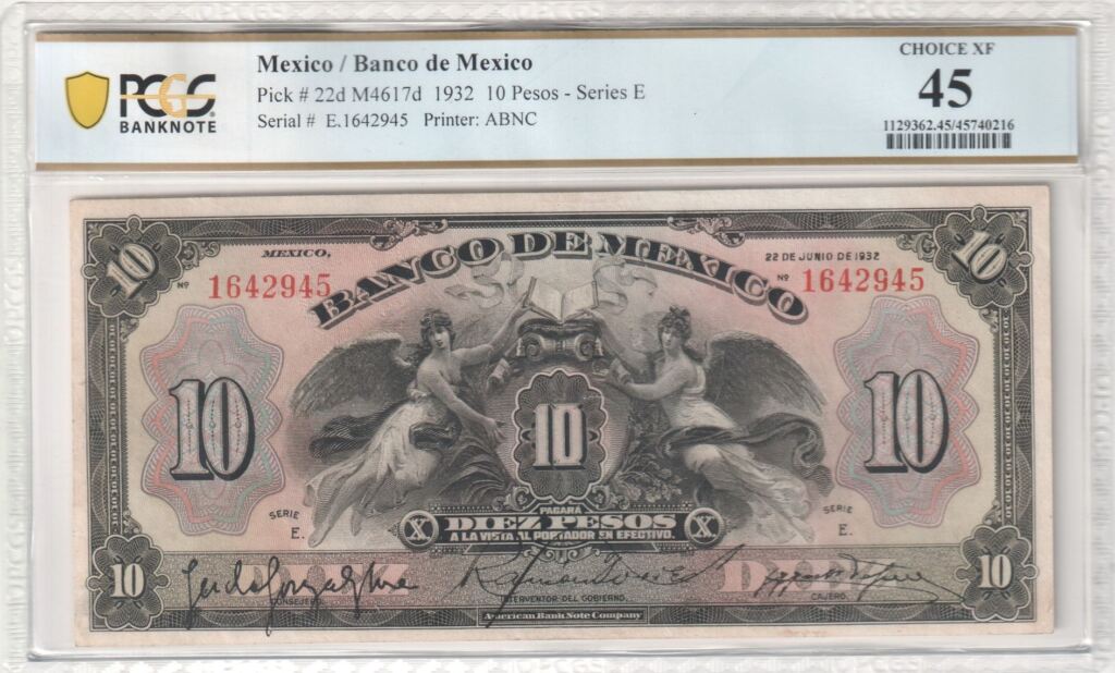 Banco De Mexico 10 Pesos 1932 M4617d PCGS Ch XF45 f_35517