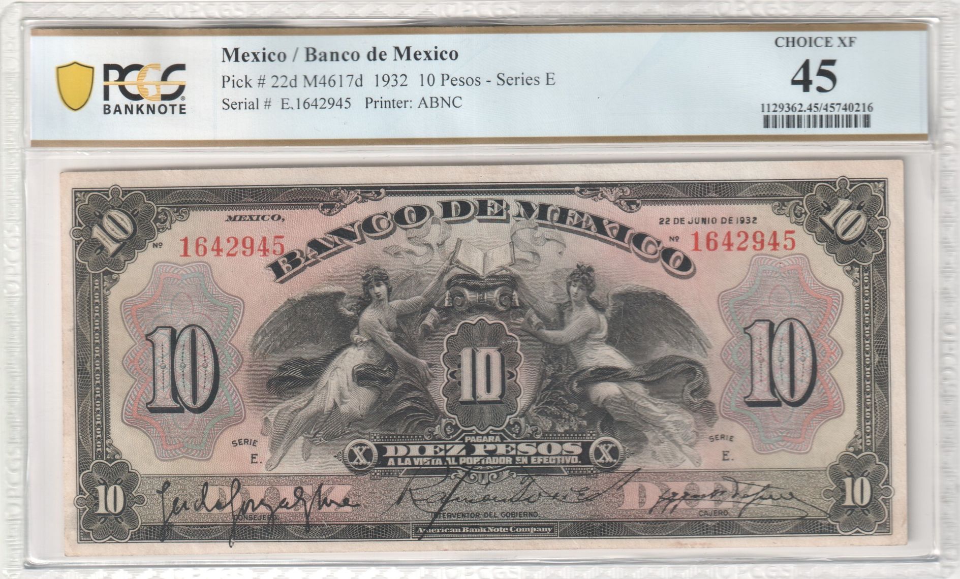 Banco De Mexico 10 Pesos 1932 M4617d PCGS Ch XF45 f_35517