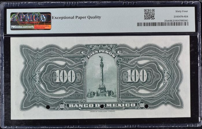 Banco De Mexico 100 Pesos ND M4619s PMG Ch UNC64 EPQ f_35519Banco De Mexico 100 Pesos ND M4619s PMG Ch UNC64 EPQ f_35519 - Image 2
