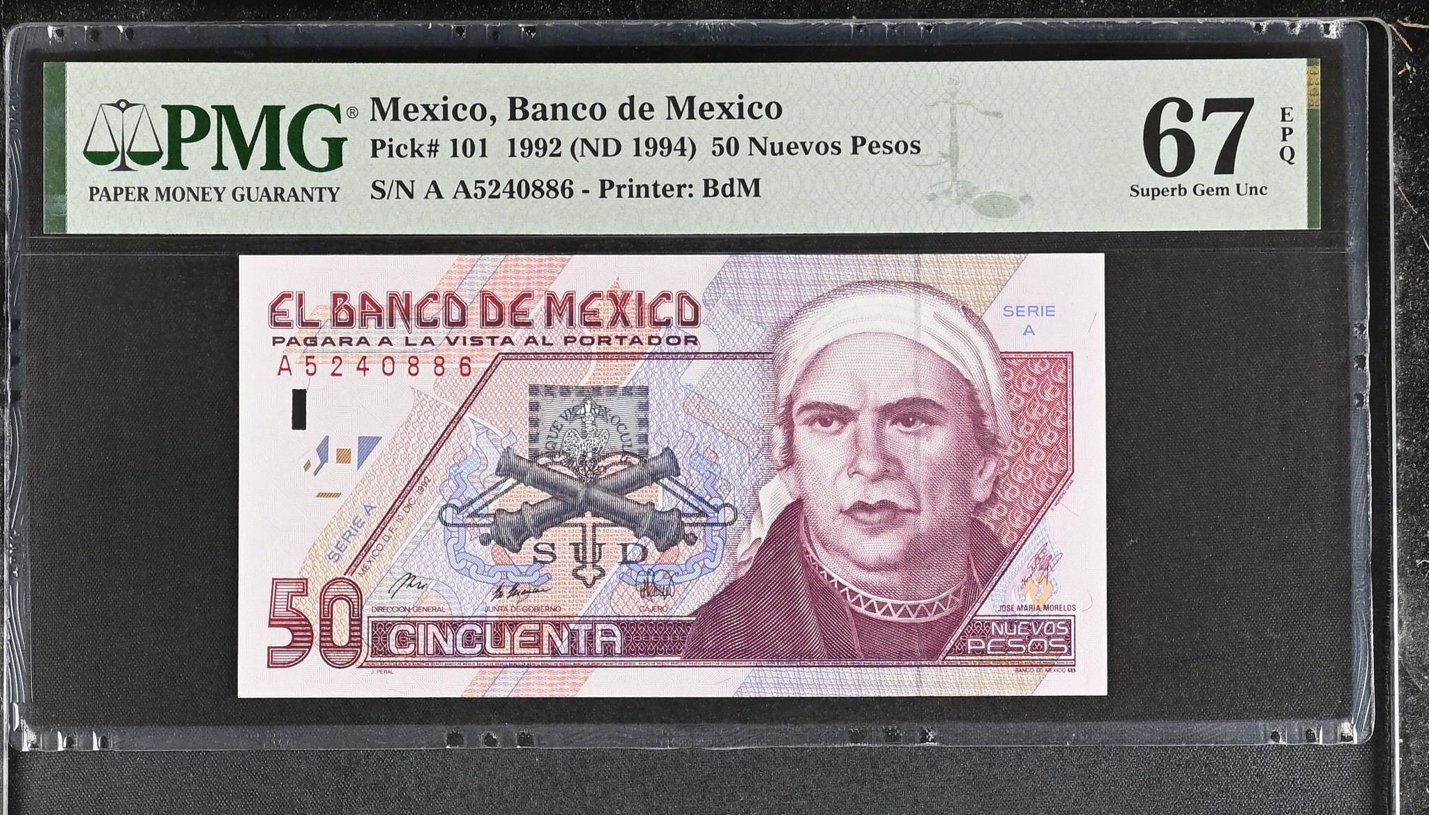 Banco De Mexico 50 Nuevos Pesos 1992 Pick #101 PMG Superb Gem UNC67 EPQ f_35533