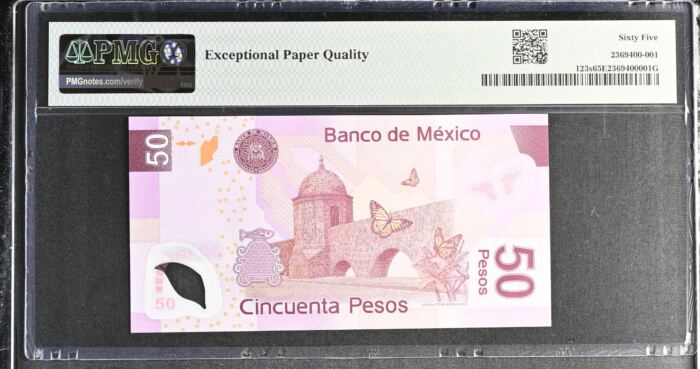 Banco De Mexico 50 Pesos 2010 Pick #123s PMG Gem UNC65 EPQ f_35537Banco De Mexico 50 Pesos 2010 Pick #123s PMG Gem UNC65 EPQ f_35537 - Image 2