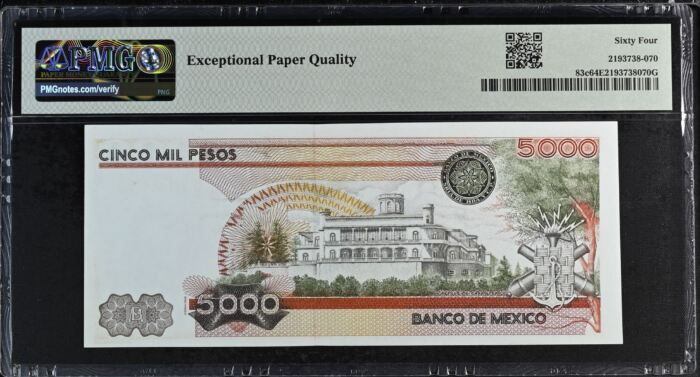 Banco De Mexico 5,000 Pesos 1983 Pick #83c PMG Ch UNC64 EPQ f_35538Banco De Mexico 5,000 Pesos 1983 Pick #83c PMG Ch UNC64 EPQ f_35538 - Image 2