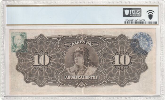Bancos 10 Pesos 1910 Aguascalientes PCGS VF25 M52c f_35540Bancos 10 Pesos 1910 Aguascalientes PCGS VF25 M52c f_35540 - Image 2