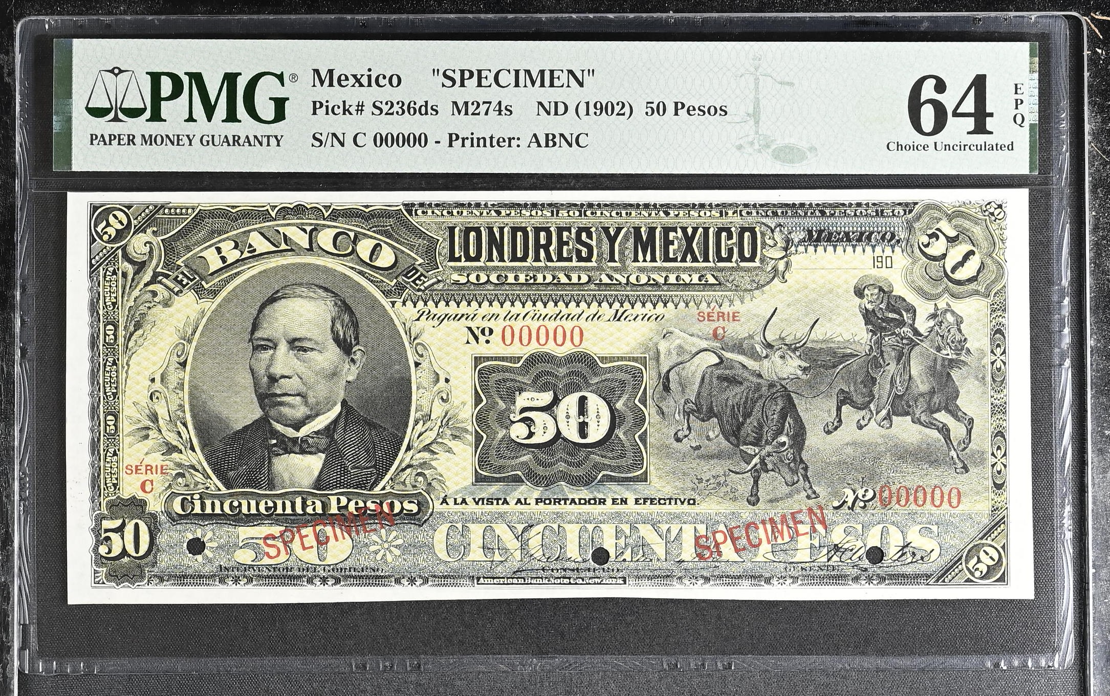 Bancos Mexican Currency Bancos 50 Pesos ND Distrito Federal M274s PMG Ch UNC64 EPQ f_35548 Bancos 50 Pesos ND Distrito Federal M274s PMG Ch UNC64 EPQ f_35548Property of World Numismatics