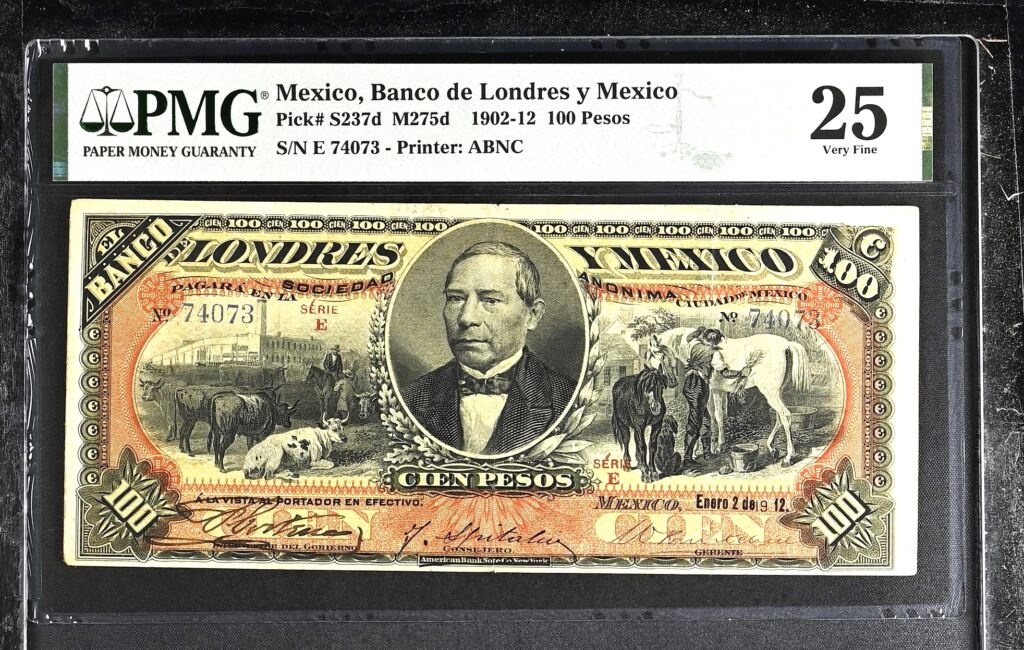 Bancos 100 Pesos 1902-12 Distrito Federal M275d PMG VF25 f_35549