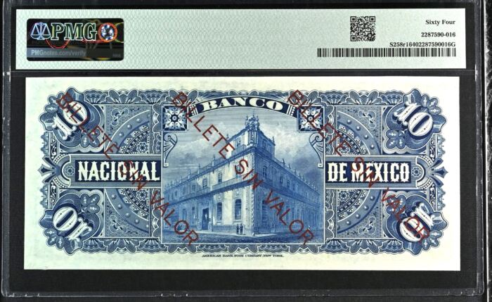 Bancos 10 Pesos ND Distrito Federal M299r PMG Ch UNC64 f_35552Bancos 10 Pesos ND Distrito Federal M299r PMG Ch UNC64 f_35552 - Image 2
