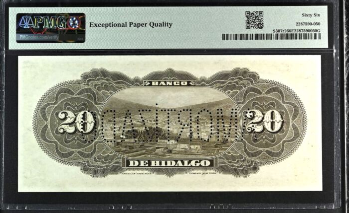Bancos 20 Pesos ND Hidalgo M361r PMG Gem UNC66 EPQ f_35556Bancos 20 Pesos ND Hidalgo M361r PMG Gem UNC66 EPQ f_35556 - Image 2
