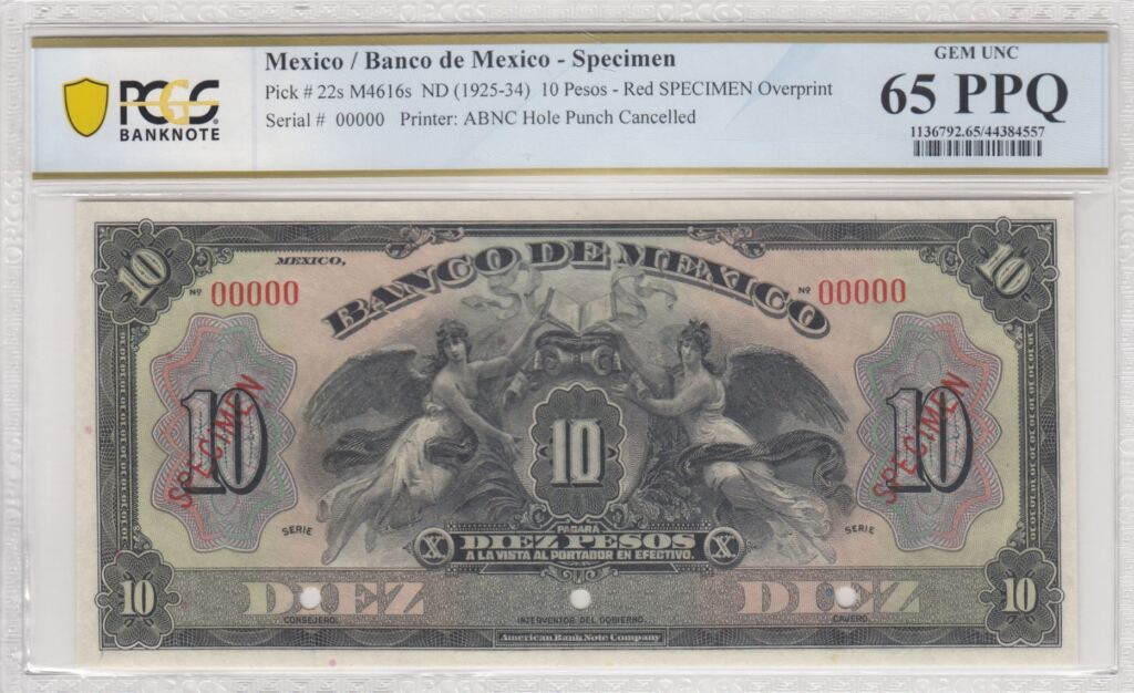Banco De Mexico 10 Pesos ND M4616s PCGS Gem UNC65 PPQ f_35568