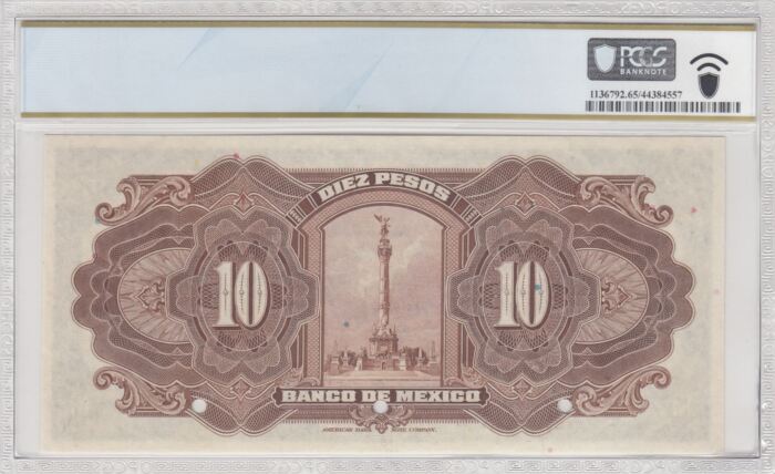 Banco De Mexico 10 Pesos ND M4616s PCGS Gem UNC65 PPQ f_35568Banco De Mexico 10 Pesos ND M4616s PCGS Gem UNC65 PPQ f_35568 - Image 2