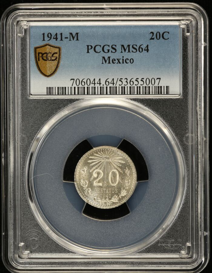 Modern Silver & Minors 1941 M 20 Centavo PCGS MS64 0153361Modern Silver & Minors 1941 M 20 Centavo PCGS MS64 0153361