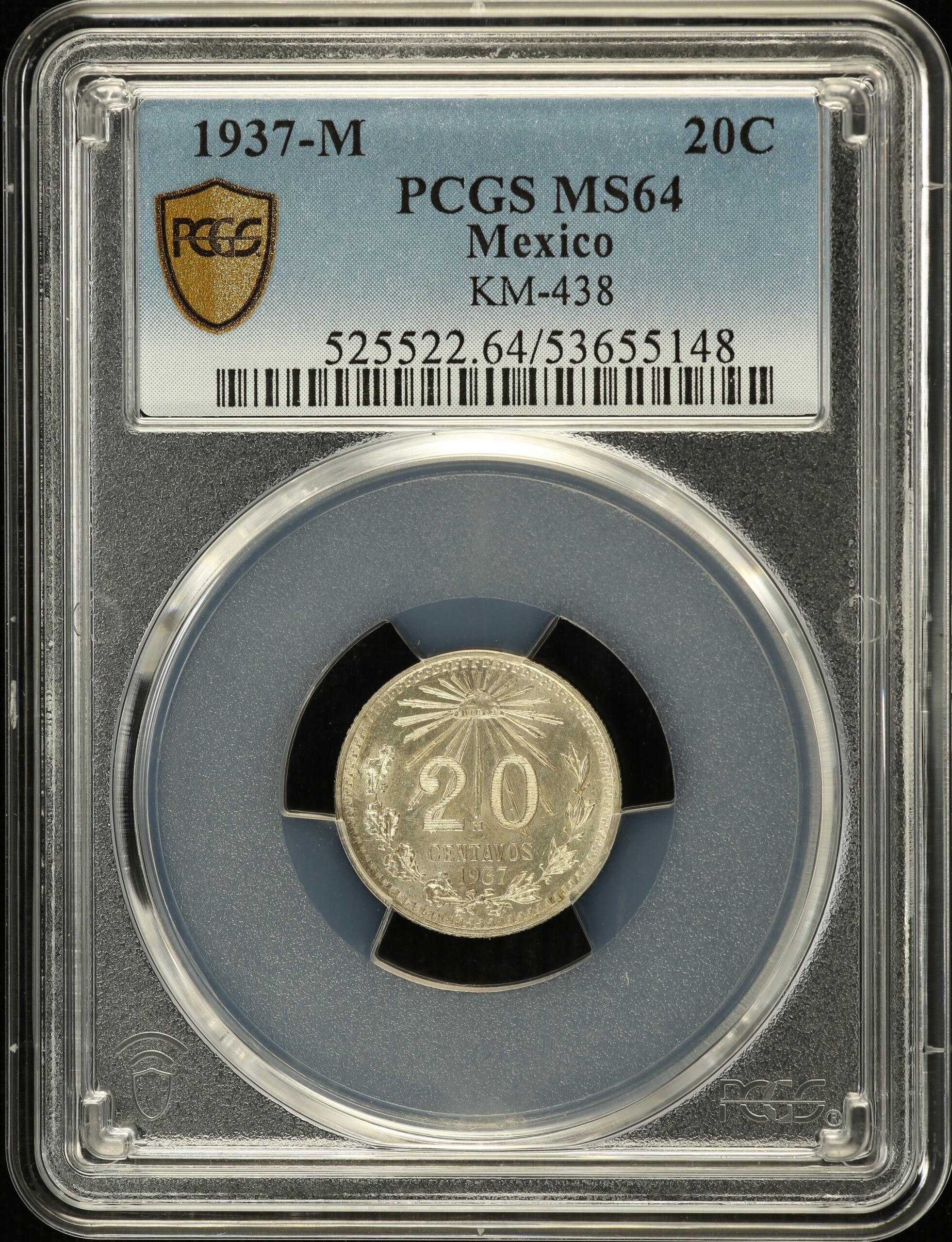 Modern Silver & Minors 20 Centavo 1937 M KM-438 PCGS MS64 0153366