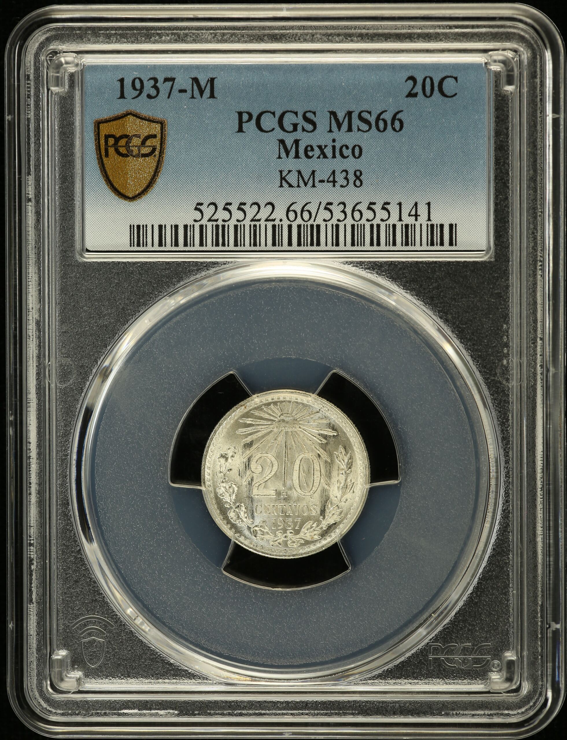 Modern Silver & Minors 20 Centavo 1937 M KM-438 PCGS MS66 0153380