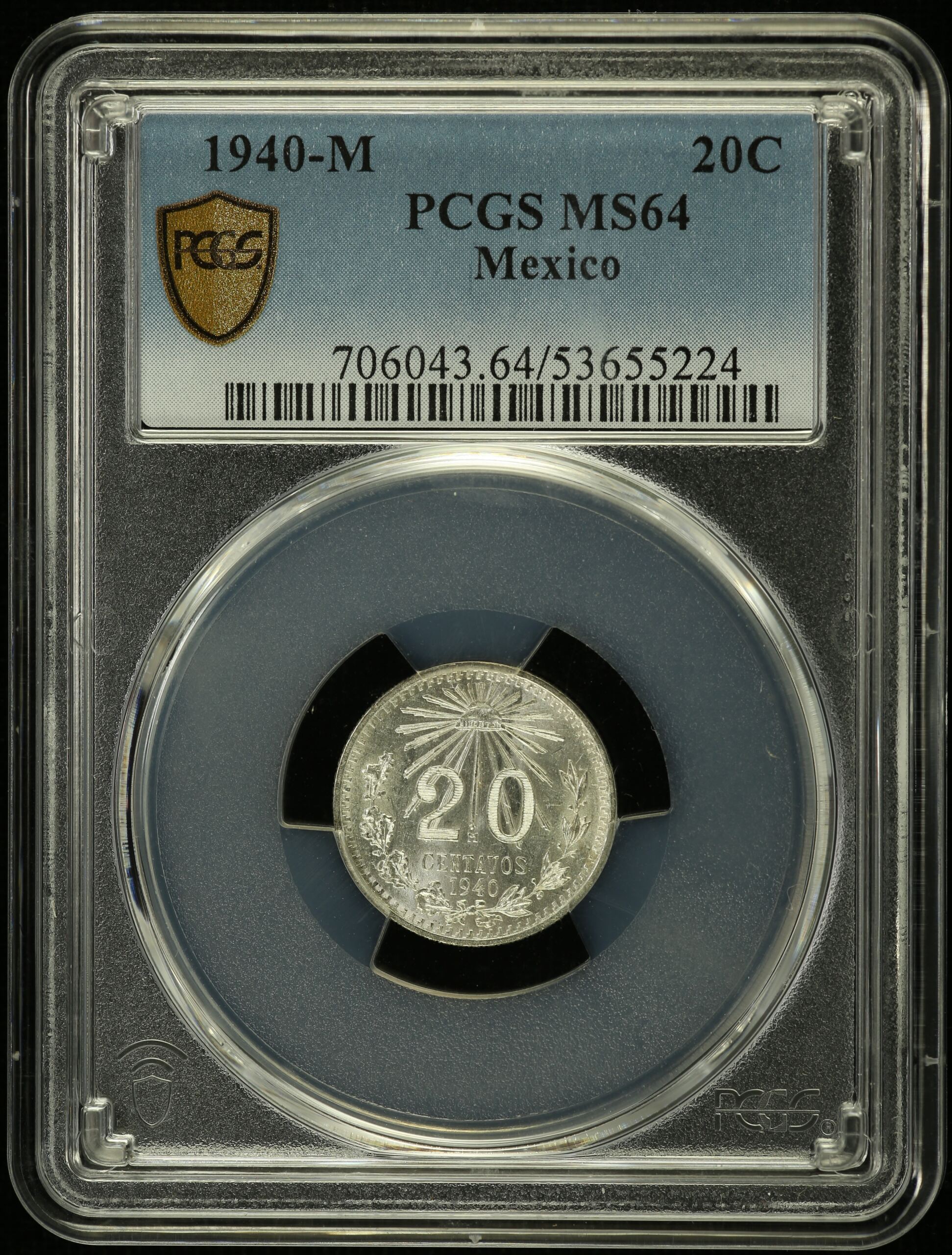 Modern Silver & Minors 20 Centavo 1940 M PCGS MS64 0153434