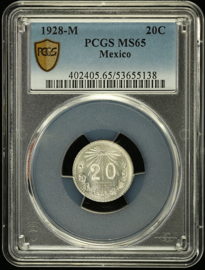 Modern Silver & Minors 20 Centavo 1928 M PCGS MS65 0153473Modern Silver & Minors 20 Centavo 1928 M PCGS MS65 0153473