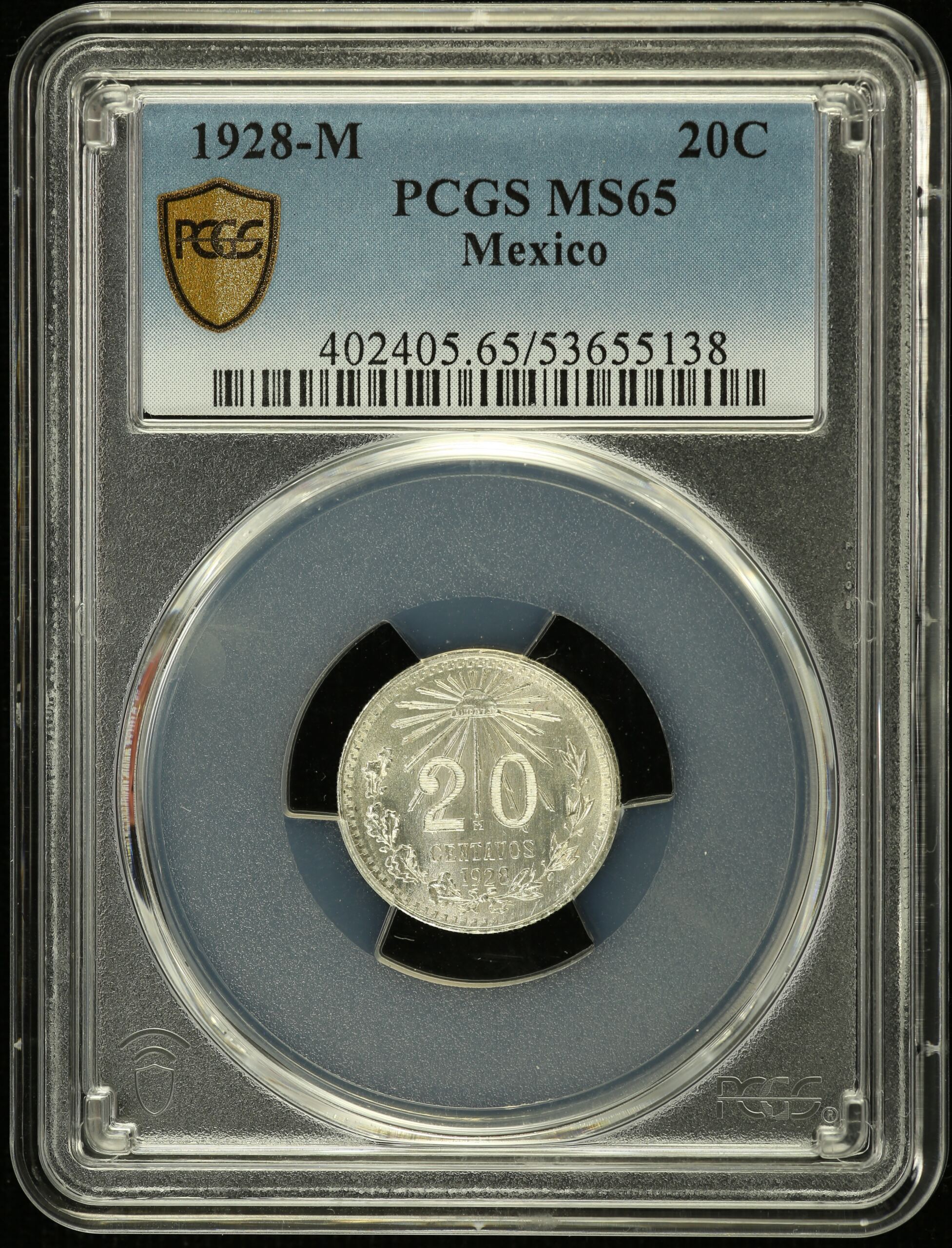 Modern Silver & Minors 20 Centavo 1928 M PCGS MS65 0153473