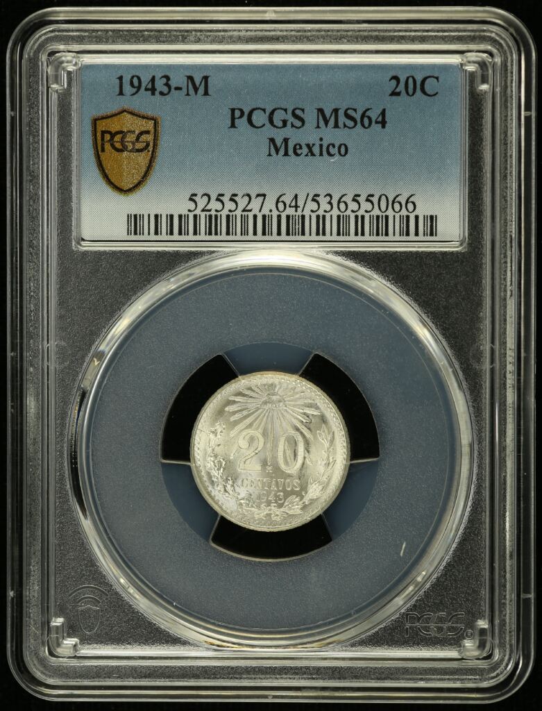 Modern Silver & Minors 20 Centavo 1943 M PCGS MS64 0153476