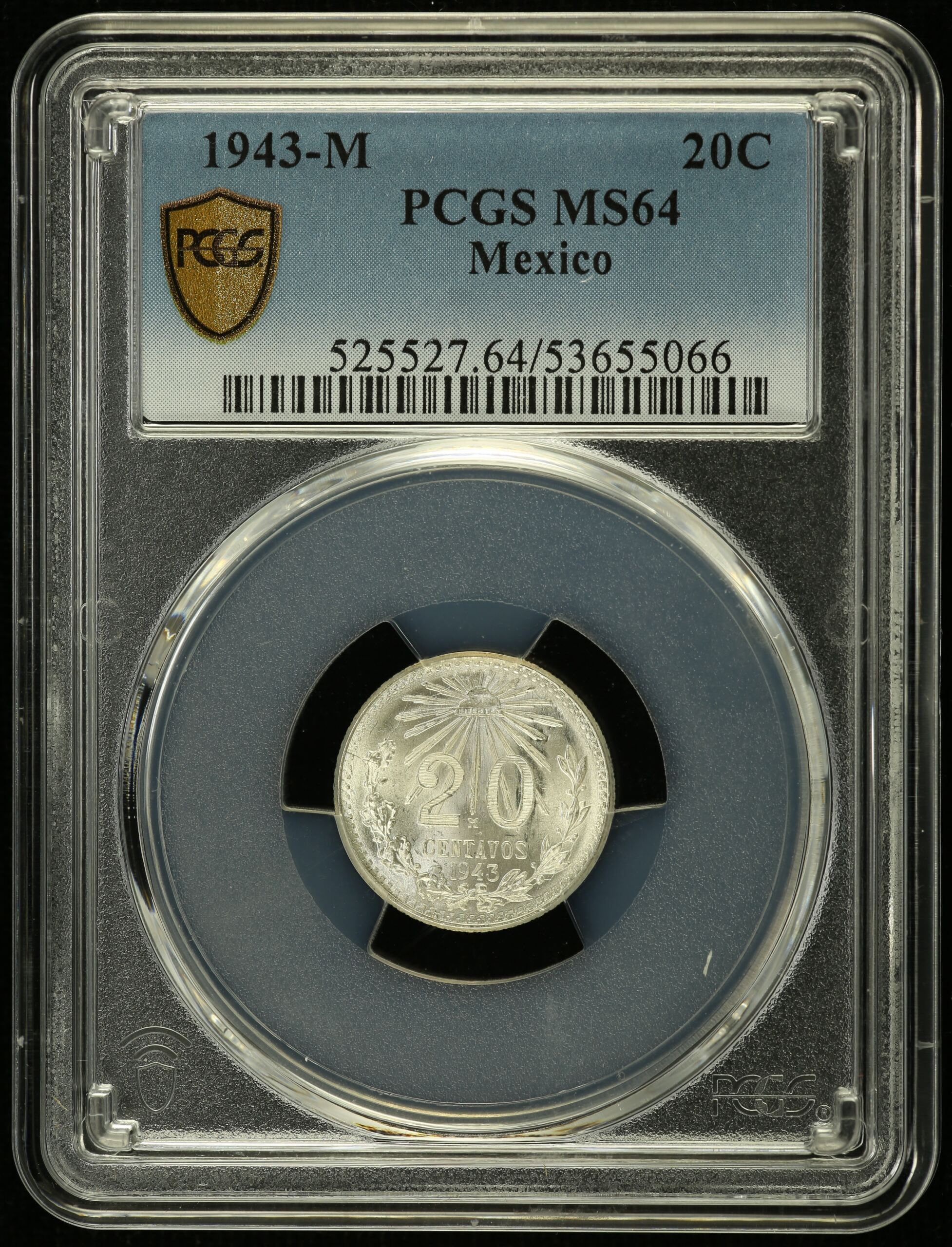 Modern Silver & Minors 20 Centavo 1943 M PCGS MS64 0153476
