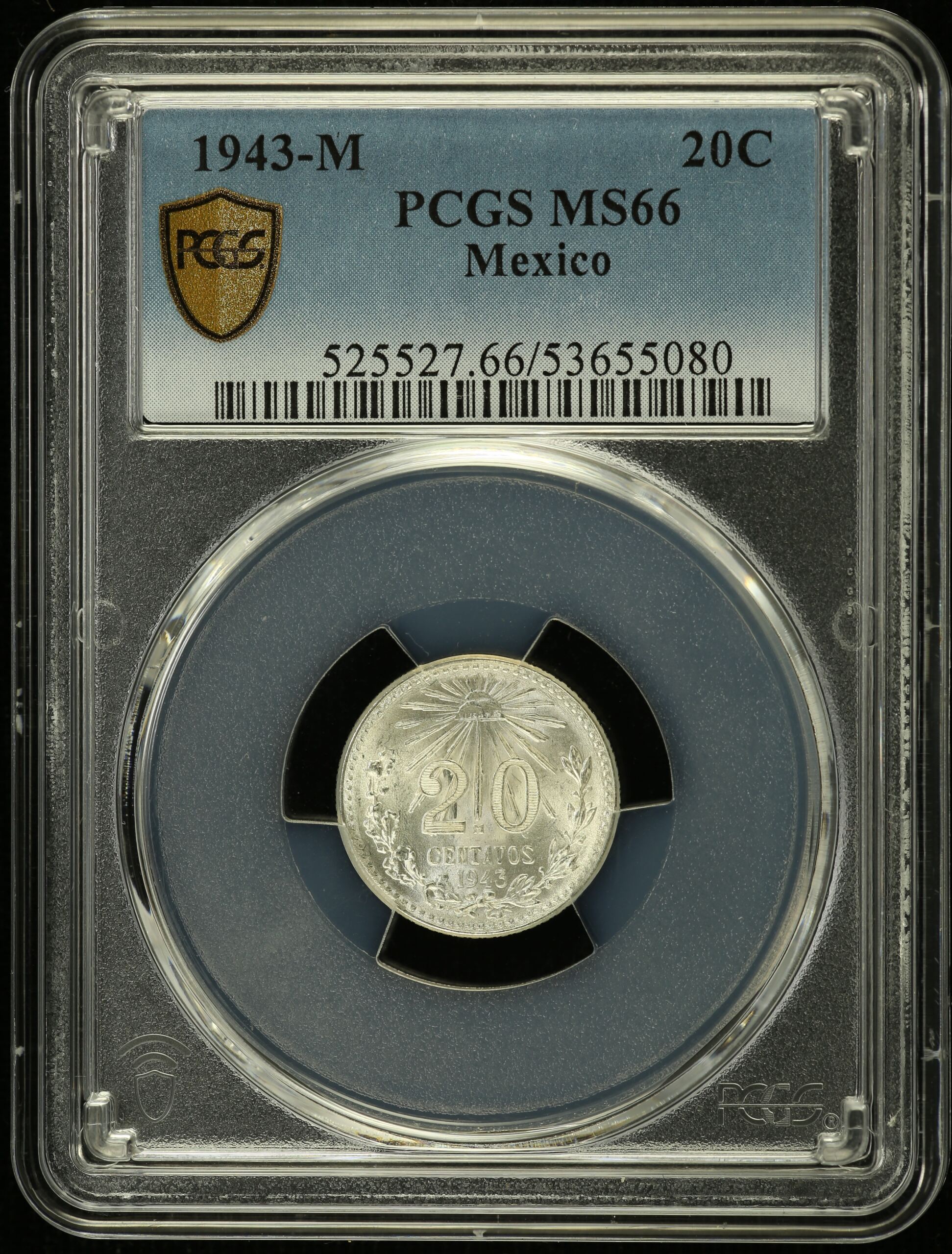 Modern Silver & Minors 20 Centavo 1943 M PCGS MS66 0153497