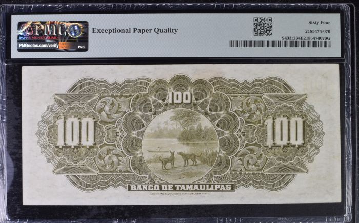 Bancos 100 Pesos ND (1902-14) Tamaulipas M524r PMG Ch UNC64 EPQ f_35506Bancos 100 Pesos ND (1902-14) Tamaulipas M524r PMG Ch UNC64 EPQ f_35506 - Image 2
