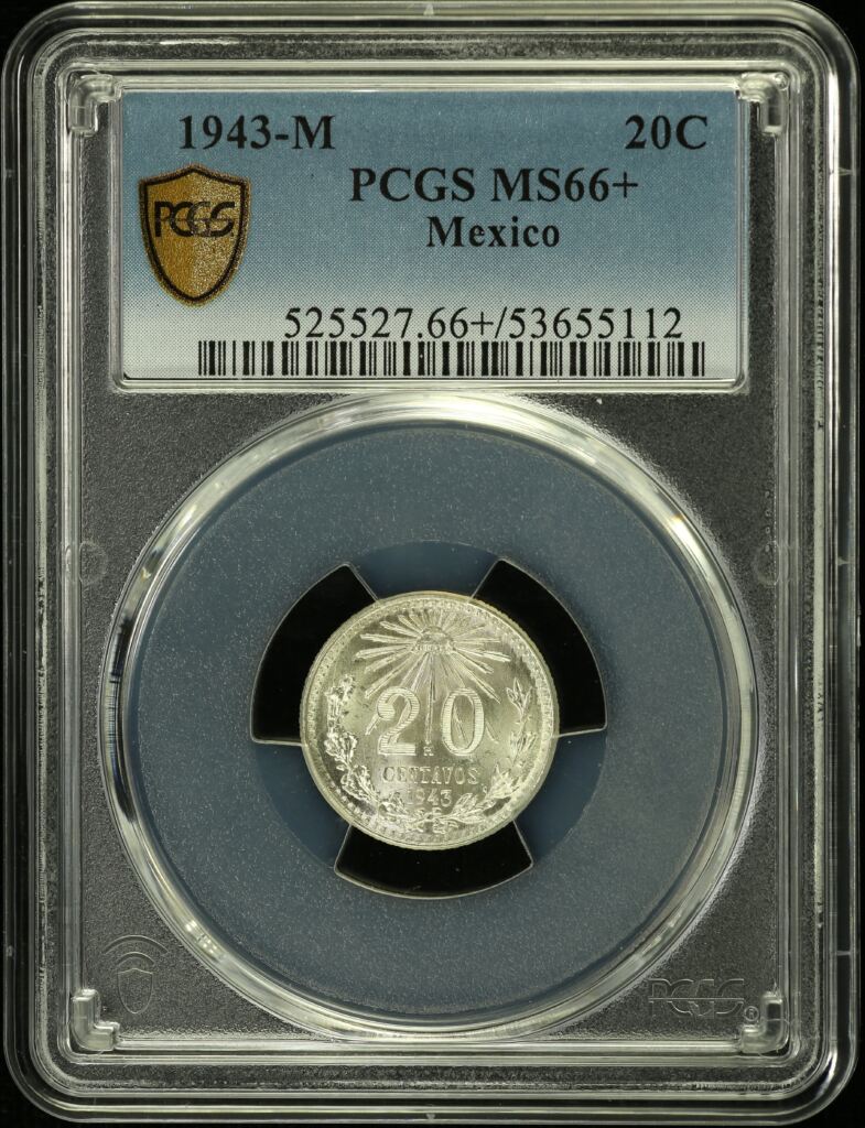 Modern Silver & Minors 20 Centavo 1943 M PCGS MS66+ 0153525
