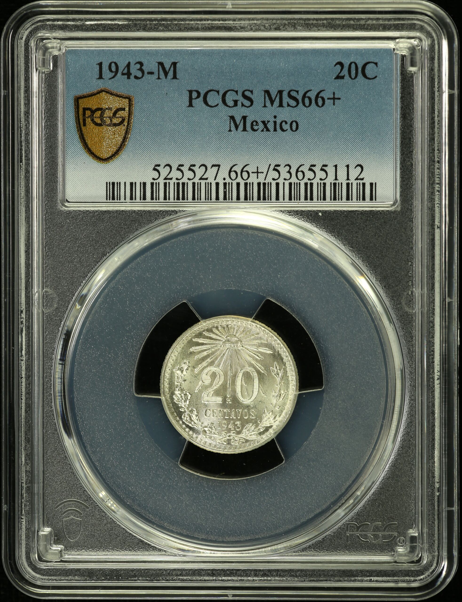 Modern Silver & Minors 20 Centavo 1943 M PCGS MS66+ 0153525