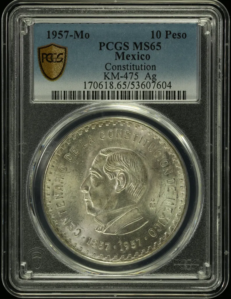 Modern Silver & Minors 10 Peso 1957 Mo KM-475 PCGS MS65 0153252